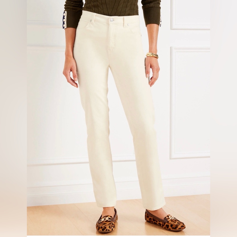 NWOT Talbots Corduroy Women's Straight Leg Cream Jeans $99